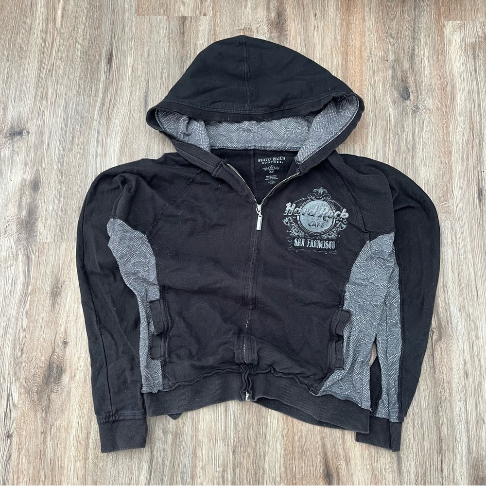 Y2K Black and Gray Hard Rock Cafe San francisco Hoodie